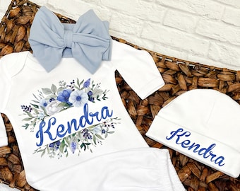 Personalized Baby Gift Newborn Girl Coming Home Outfit Personalized Baby Girl Clothes  Baby Clothes Infant Gown Baby Outfit Baby Sleeper