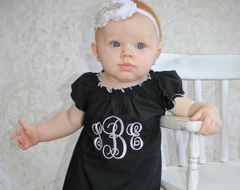 Baby Girl Dresses Little Black Dress Baby Dress Monogram Baby Dress Newborn Baby Girl Clothing Newborn Girl Take Home Outfit Girls Baby Gift