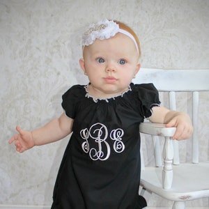 Baby Girl Dresses Little Black Dress Baby Dress Monogram Baby Dress Newborn Baby Girl Clothing Newborn Girl Take Home Outfit Girls Baby Gift image 1