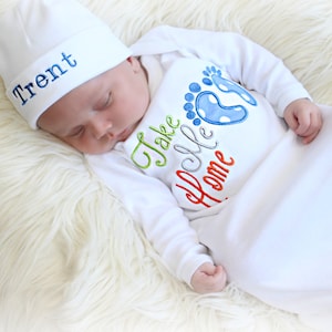 Newborn Boy Coming Home Outfit Baby Boy Hospital Outfit Take Me Home Newborn Baby Gift Baby Boy Clothes Personalized Newborn hat