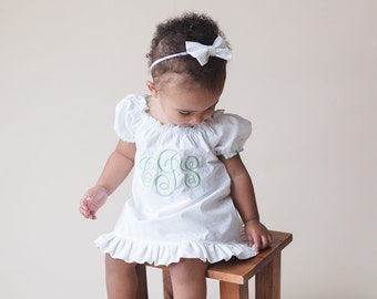 Monogram Girl Dress Newborn Baby Girl Clothes Newborn Girl Take Home Outfit Holiday Dress New Baby Gift Twin Girls Outfits Preemie Dress