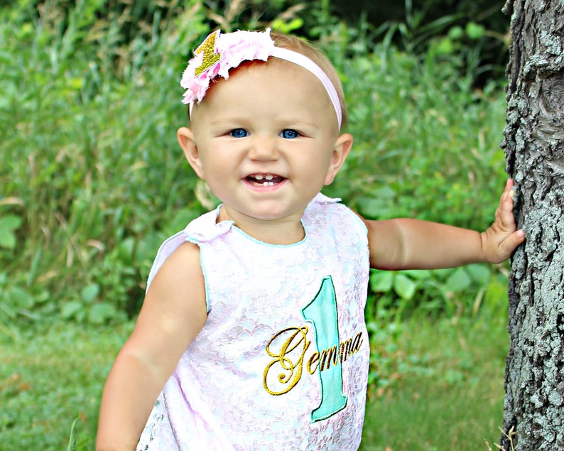 First Birthday Outfit Girl Personalized Lace Romper Girl 1st Etsy