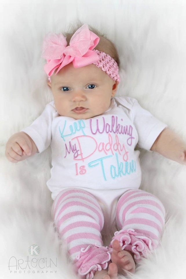 Baby Girl Clothes Embroidered With Keep Walking My Daddy Is Etsy