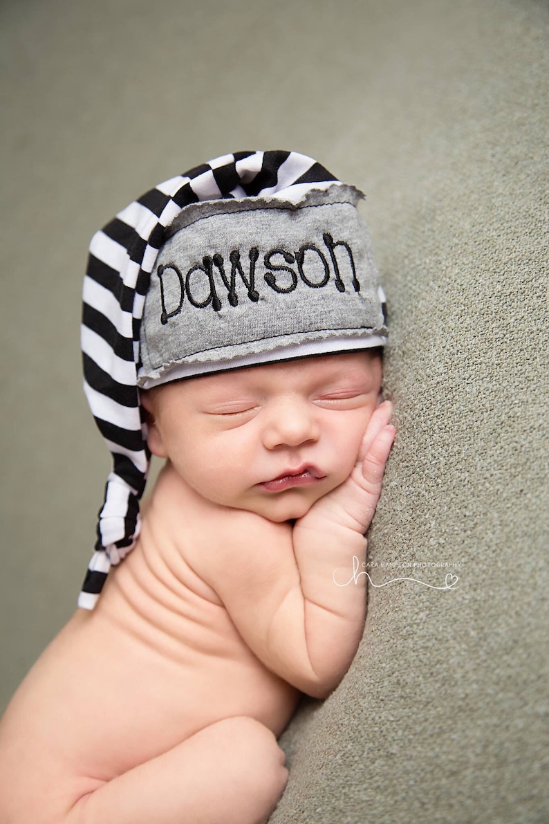 Newborn Hat Boy Personalized Infant Hat Newborn Baby Gift Twins Gifts Preemie Hat Personalized Beanie Hat Newborn Baby Infant Gift Baby Cap image 1