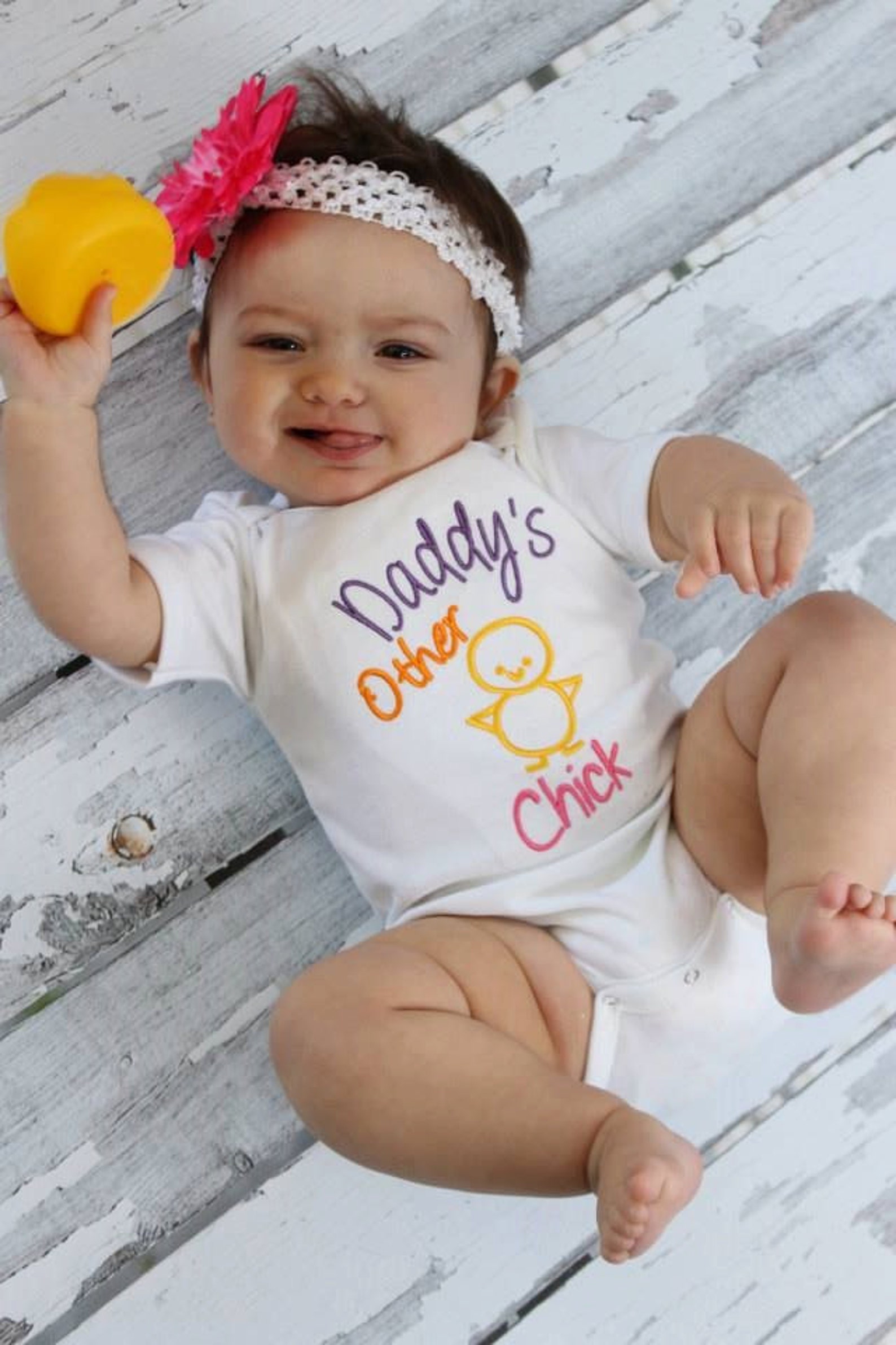 Baby Girl Clothes Embroidered With Daddy's Other Chick Etsy