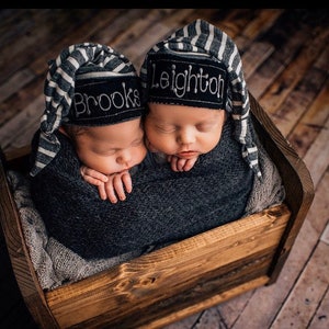 Newborn Hat Boy Personalized Infant Hat Newborn Baby Gift Twins Gifts Preemie Hat Personalized Beanie Hat Newborn Baby Infant Gift Baby Cap image 9