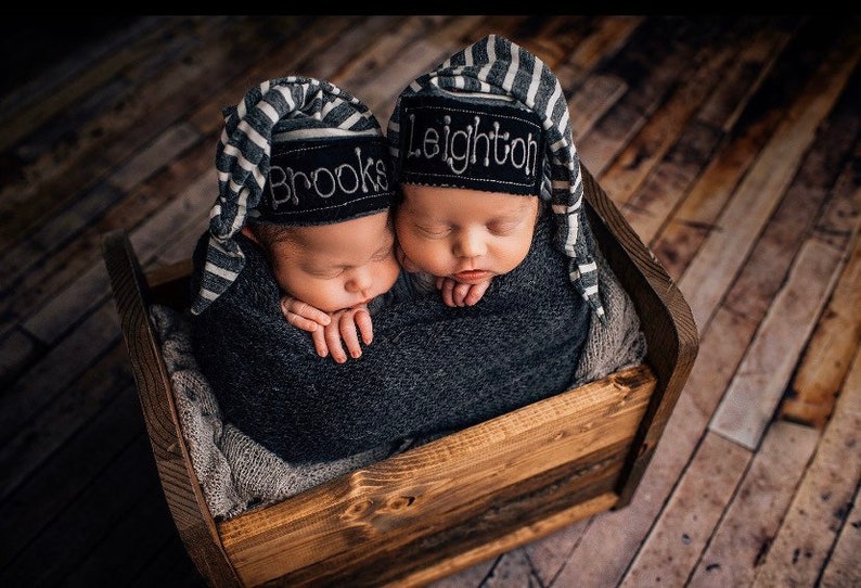 Newborn Hat Boy Personalized Infant Hat Newborn Baby Gift Twins Gifts Preemie Hat Personalized Beanie Hat Newborn Baby Infant Gift Baby Cap image 9