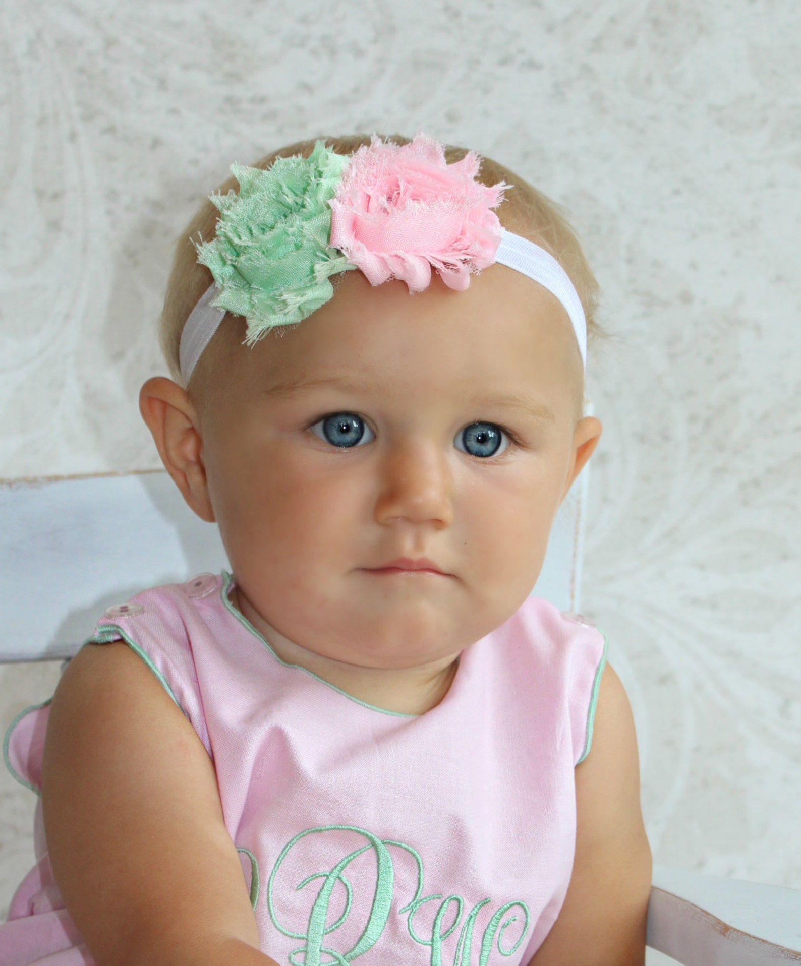 Baby Romper Monogram Baby Girl Bubble Romper Pink & Mint Baby Etsy