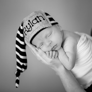 Newborn Hat Boy Personalized Infant Hat Newborn Baby Gift Twins Gifts Preemie Hat Personalized Beanie Hat Newborn Baby Infant Gift Baby Cap image 2