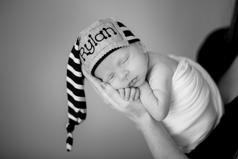 Newborn Hat Boy Personalized Infant Hat Newborn Baby Gift Twins Gifts Preemie Hat Personalized Beanie Hat Newborn Baby Infant Gift Baby Cap image 2