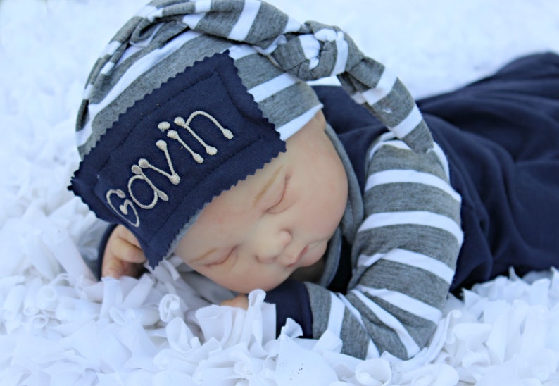 Newborn Hat Boy Personalized Infant Hat Newborn Baby Gift Twins Gifts Preemie Hat Personalized Beanie Hat Newborn Baby Infant Gift Baby Cap image 10