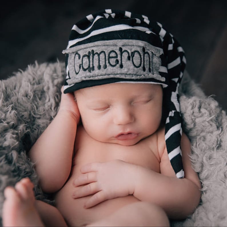 Newborn Hat Boy Personalized Infant Hat Newborn Baby Gift Twins Gifts Preemie Hat Personalized Beanie Hat Newborn Baby Infant Gift Baby Cap image 7