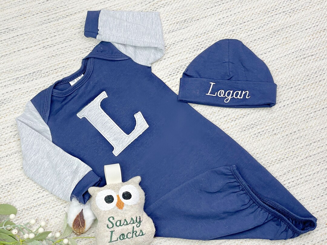 Newborn Baby Boy Clothes, Baby Boy Romper, Personalized Baby Hat
