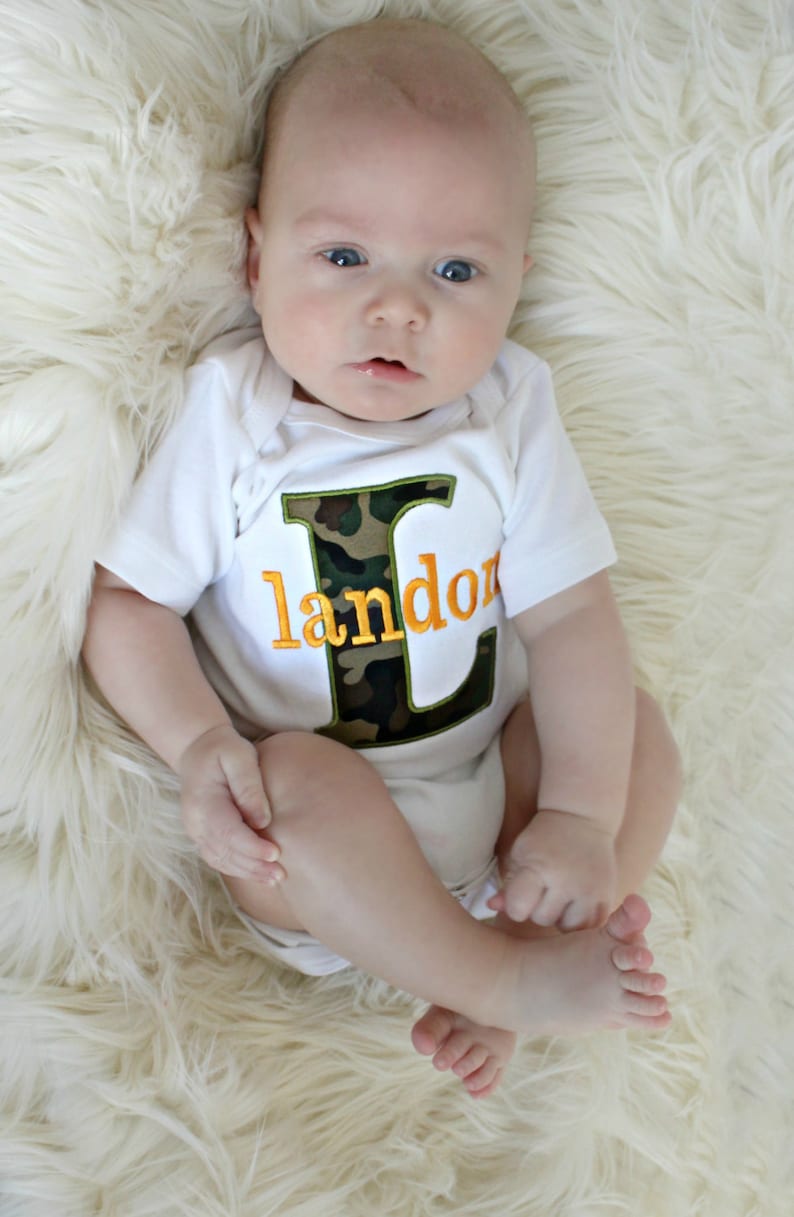 Monogrammed Baby Boy Clothes Camo Baby Boy personalized Baby Boy Outfit Perfect for Twins Monogram boy Outfit