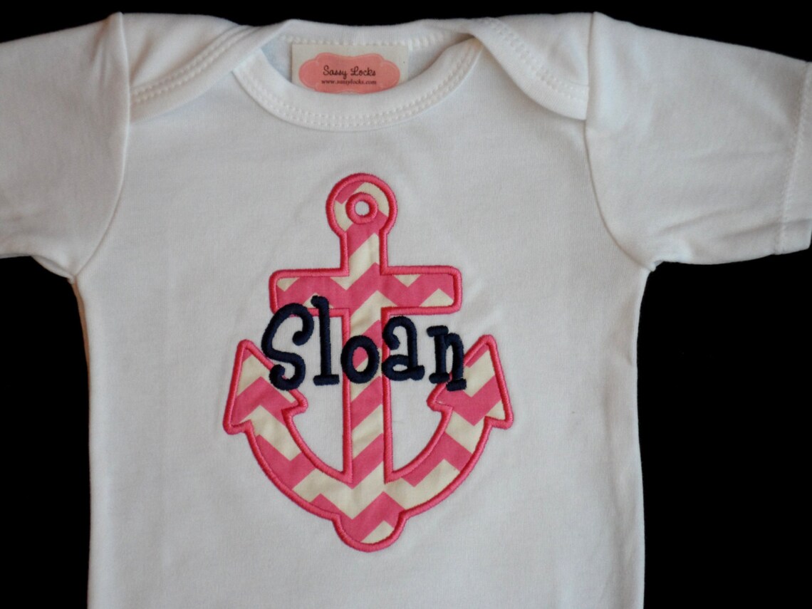 Nautical Anchor Baby Monogrammed Baby Girl Clothes Etsy