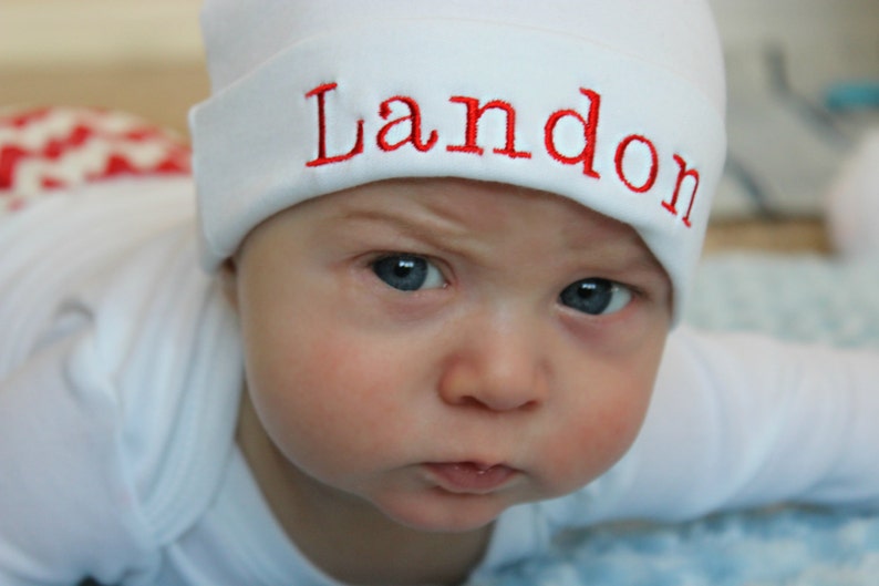 Personalized Beanie Hat Newborn Baby Monogrammed Hat Personalized Baby Hat image 6