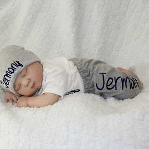 Newborn Boy Outfit Baby Boy Coming Home Outfit Personalized Baby Boy Clothes Gift Brothers Toddler Boy Clothes W/options Personalized Bab image 3