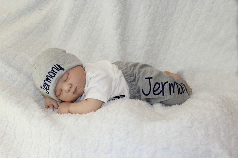 Newborn Boy Outfit Baby Boy Coming Home Outfit Personalized Baby Boy Clothes Gift Brothers Toddler Boy Clothes W/options Personalized Bab image 3