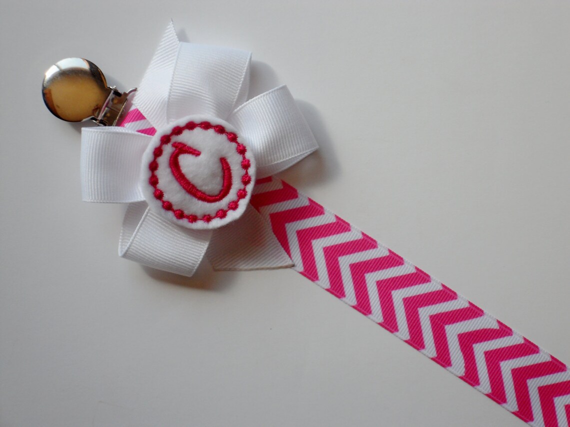 Pacifier Clip Monogram Pacifier Clip Pink Chevron Personalized Etsy