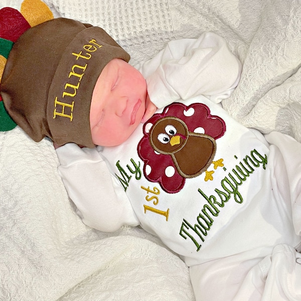My First Thanksgiving Outfit, Babies 1St Thanksgiving, Newborn Thanksgiving Outfit, Turkey Hat, My 1St Thanksgiving, little Turkey Outfit