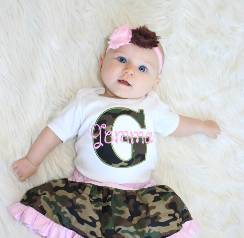 Personalized Baby Girl Clothes Pink Camo Baby Girl Outfit Etsy