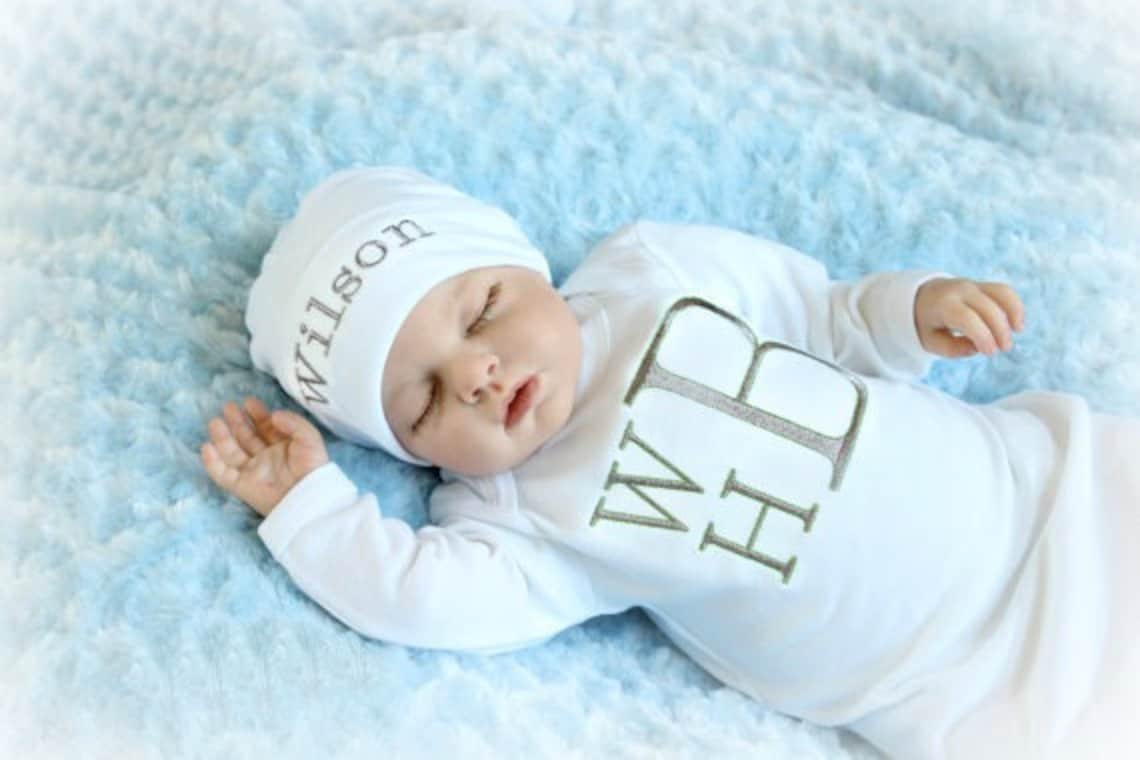 Preemie Boy Clothes Newborn Baby Boy Gown Personalized Baby Etsy