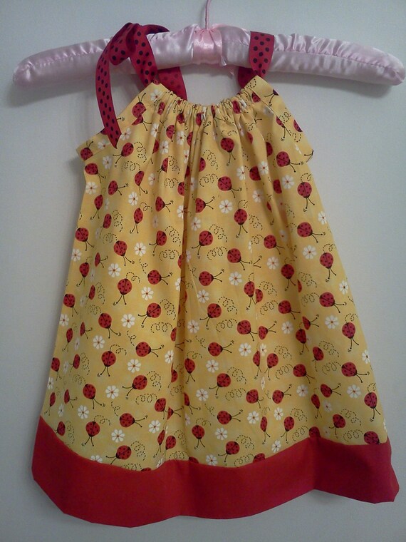 Items similar to Ladybug Pillowcase Dress Girls size 1218 mon 2T 3T 4T