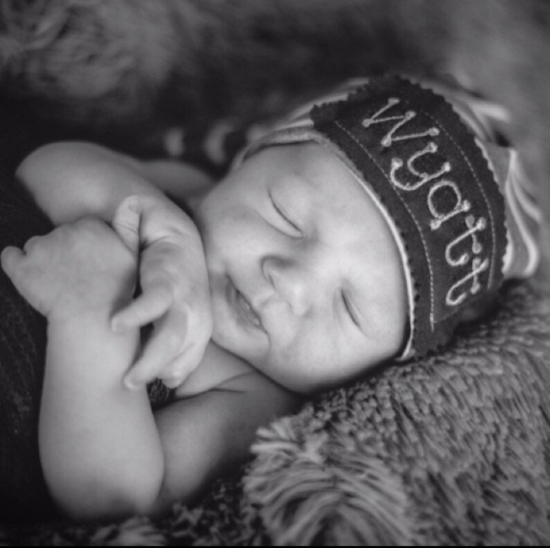 Newborn Hat Boy Personalized Infant Hat Newborn Baby Gift Etsy