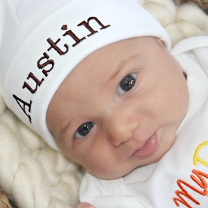 Personalized Beanie Hat Newborn Baby Monogrammed Hat Personalized Baby Hat image 4