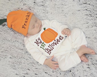 My First Halloween Outfit, Babies 1St Halloween, Newborn Halloween Outfit, Pumpkin Hat, My 1St Halloween, little pumpkin Outfit , Twins