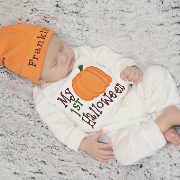 My First Halloween Outfit, Babies 1St Halloween, Newborn Halloween Outfit, Pumpkin Hat, My 1St Halloween, little pumpkin Outfit , Twins