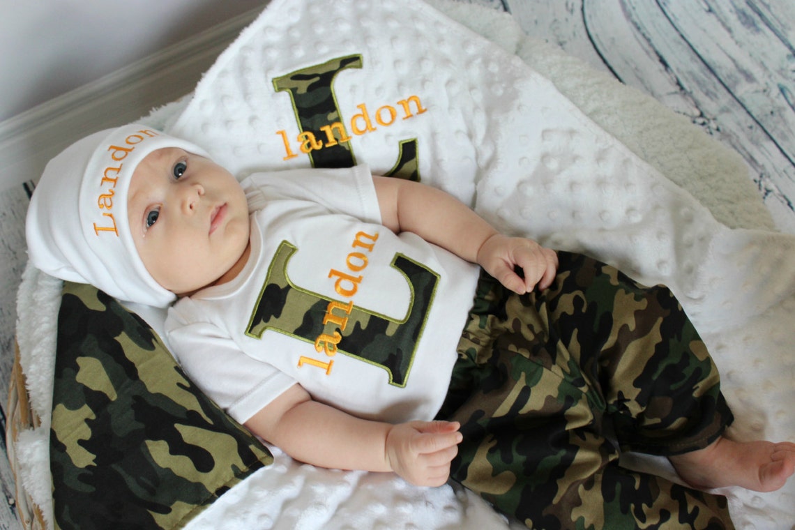 Personalized Baby Boy Clothes Monogram Baby Boy Camo Hunters Etsy