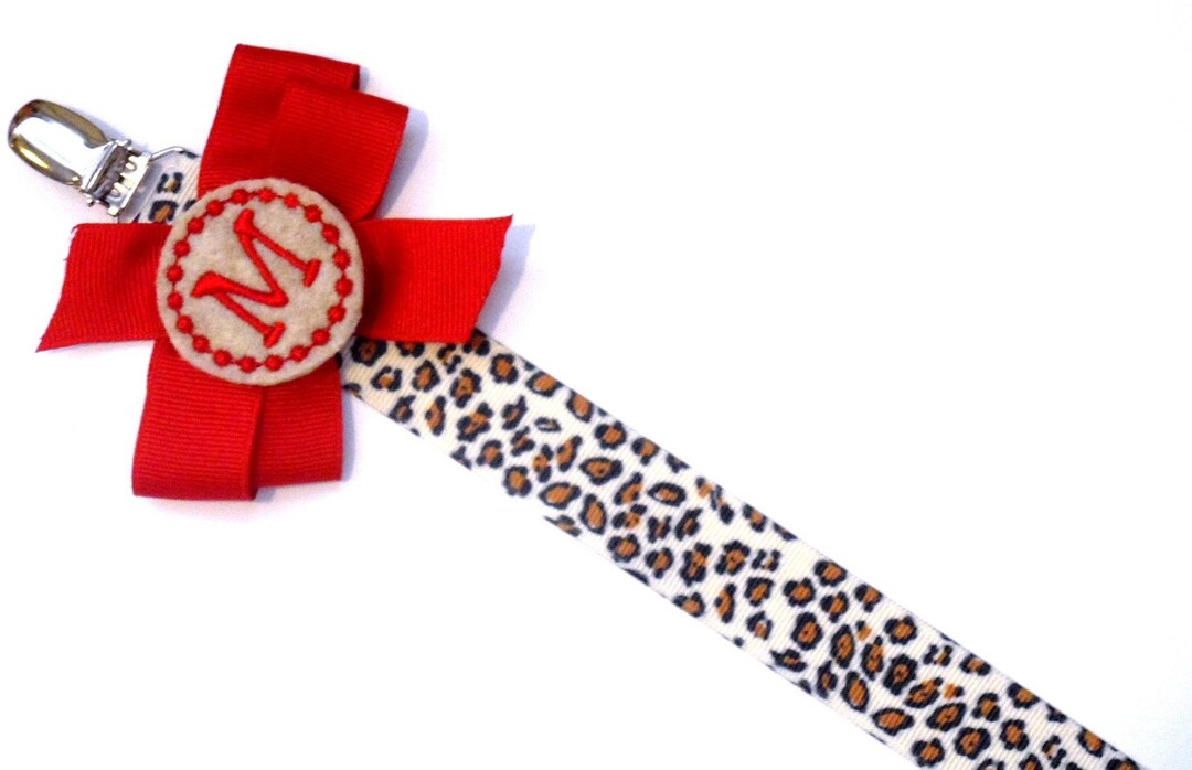 Personalized Pacifier Clip Cheetah Print Monogram Pacifier Clip Leopard