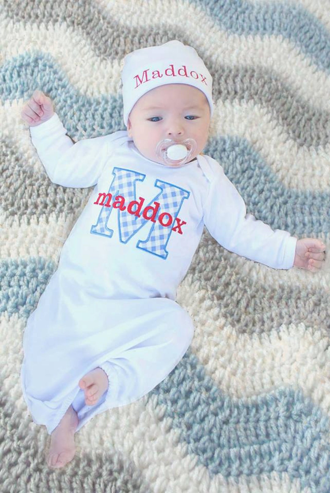 Newborn Boy Gown Clothes Personalized Baby Boy Take Home Outfit