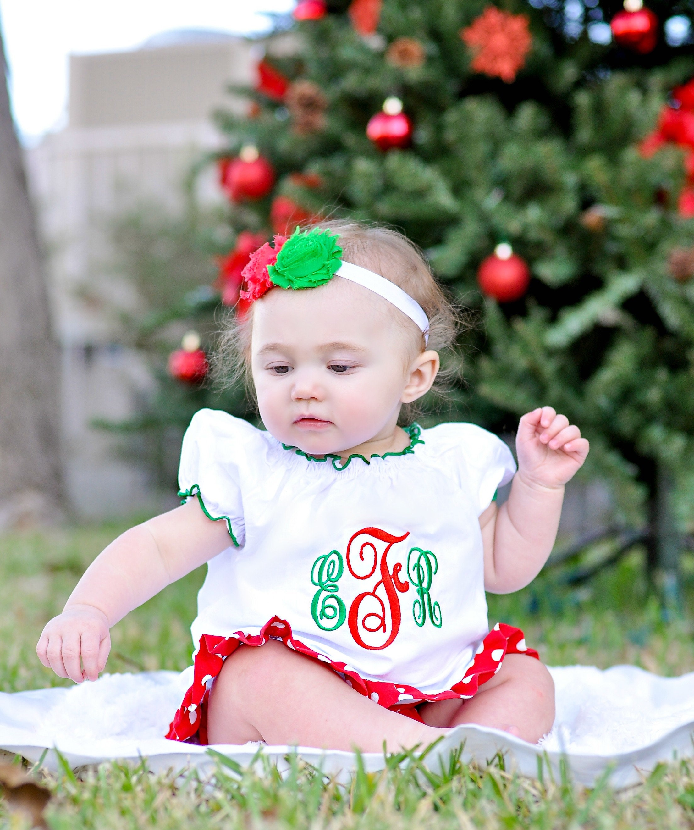 Christmas Dress Monogram Holiday Outfits Personalized Baby - Etsy UK
