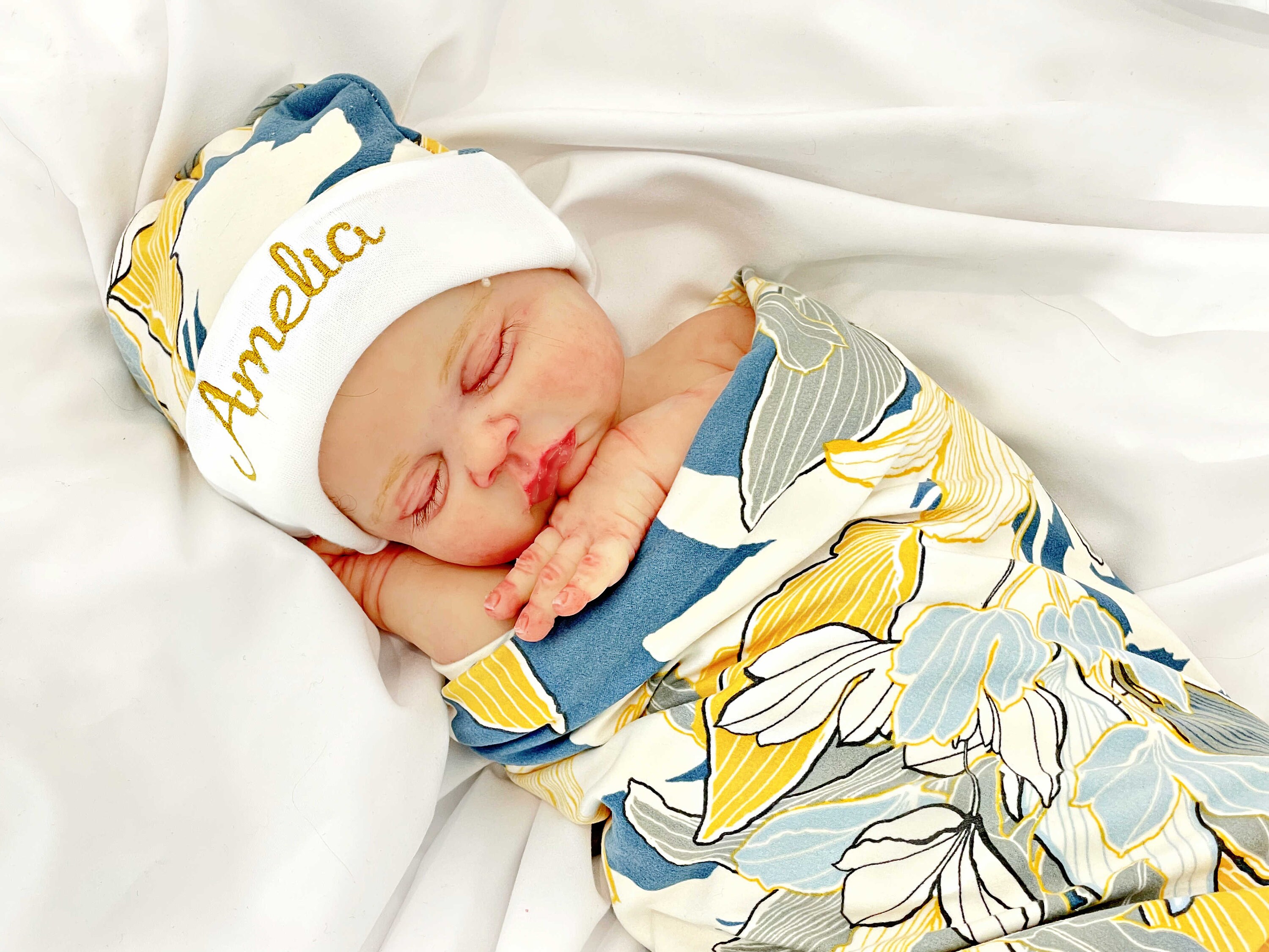 Personalized Newborn Girl Swaddle & Hat Girl Swaddle Blanket Etsy