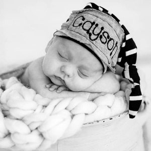 Newborn Hat Boy Personalized Infant Hat Newborn Baby Gift Twins Gifts Preemie Hat Personalized Beanie Hat Newborn Baby Infant Gift Baby Cap image 4