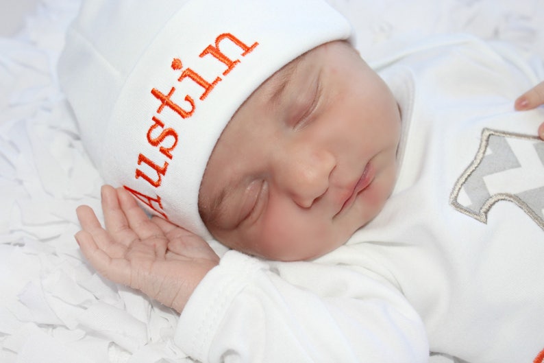 Personalized Beanie Hat Newborn Baby Monogrammed Hat Personalized Baby Hat image 1