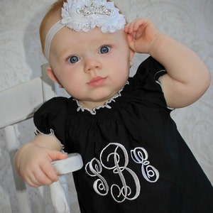 Baby Girl Dresses Little Black Dress Baby Dress Monogram Baby Dress Newborn Baby Girl Clothing Newborn Girl Take Home Outfit Girls Baby Gift image 2