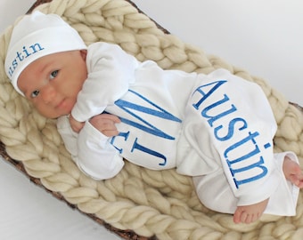 Newborn Boy Outfit Baby Boy Coming Home Outfit Personalized Baby Boy Clothes Gift Brothers Toddler Boy Clothes W/options Personalized Bab