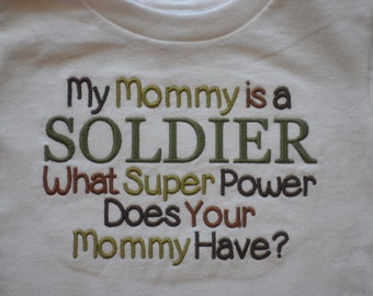 Army Camo Baby Boy Clothes Military Baby Clothes Embroidered with My Mommy Is a Soldier What Super Power Does Your Mommy Have