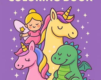 Fantasy & Magic Coloring Book PDF – 30 Printable Pages  – Kids Activity Pages – Instant Download