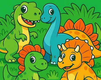 Dinosaur Coloring Book PDF – 30 Printable Pages | Kids Activity Book | Instant Download
