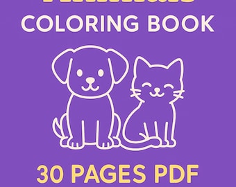 Animals Coloring Book PDF – 30 Printable Pages – Kids & Adults Coloring Sheets – Instant Download