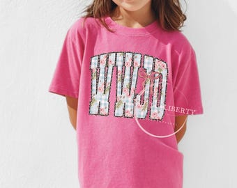 Kids Christian WWJD Tshirt Comfort Colors Cotton Youth T-Shirt Girls Vintage Floral Checkered Coquette What Would Jesus Do Cottage Core Rose