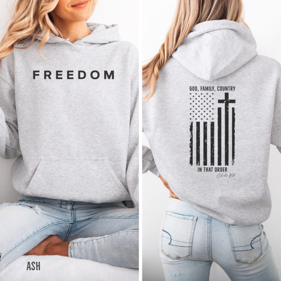 FREEDOM God Family Country Charlie Kirk Hoodie Unisex Pullover Hooded Sweatshirt
