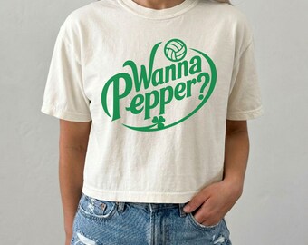 Wanna Pepper Volleyball Comfort Colors® Boxy Tee, Retro Vintage Shamrocks Youth T-shirt, Team Merch
