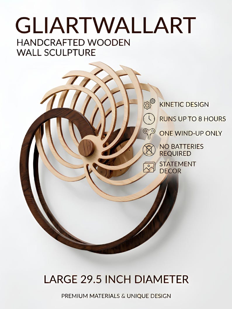 GLIART Loving Heart kinetic wooden wall art