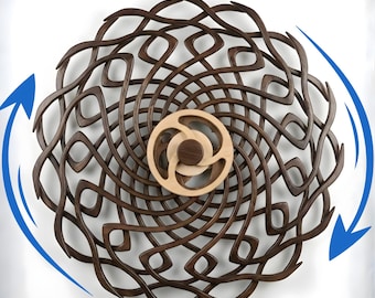 GLIART Kinetische Holzskulptur, Mandala, Mechanische Aufziehkunst (Keine Batterie Benötigt)