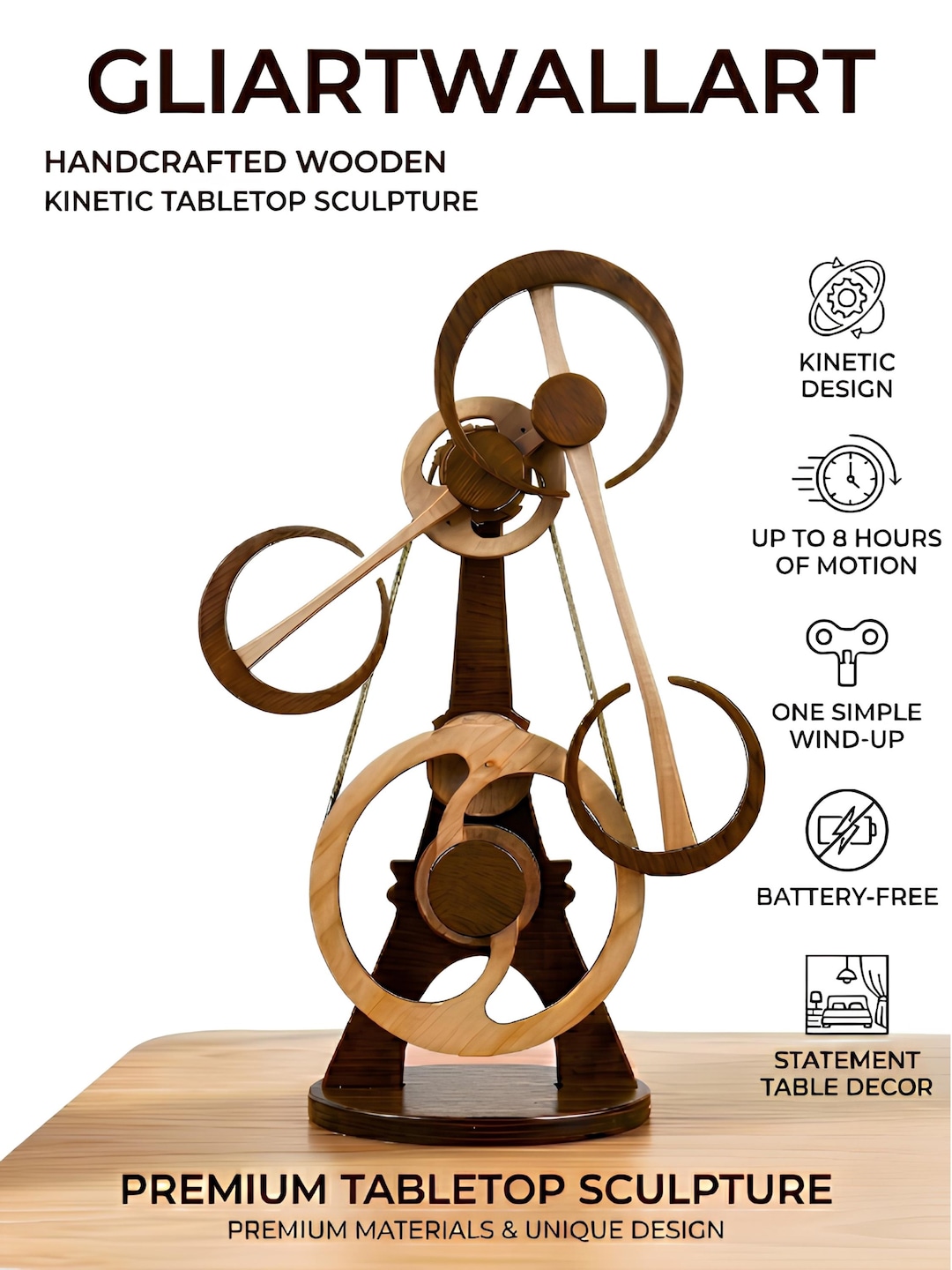 Mechanical statement decor collection with kinetic motion